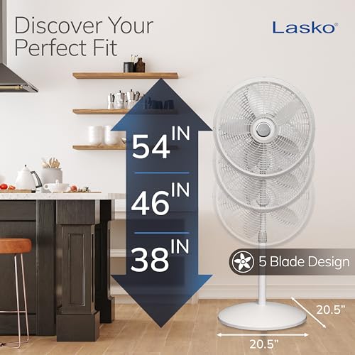 18-Inch Oscillating Pedestal Fan with Adjustable Height & Quiet Speed Settings
