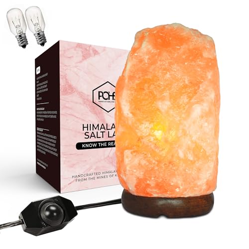 Extra Large Himalayan Pink Salt Lamp - 10-12 Inch Tall, 11-15 lbs, Hand-Carved Crystal Rock with Wooden Base, Dimmable Cord & Bulb Included