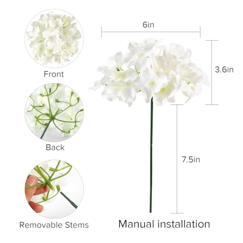 Artificial Hydrangea Flowers Bulk - Ivory, 204 pcs, Realistic Silk Blooms for Decor