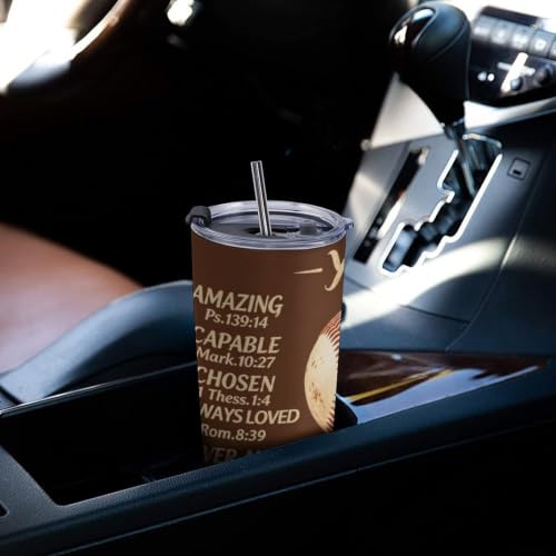 LJJ Christian Tumbler 20 oz, Baseball Travel Mug, Gifts