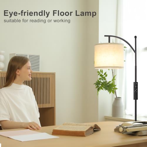 Beige & Black 61-Inch Dimmable Floor Lamp with Remote – Adjustable Brightness & Color