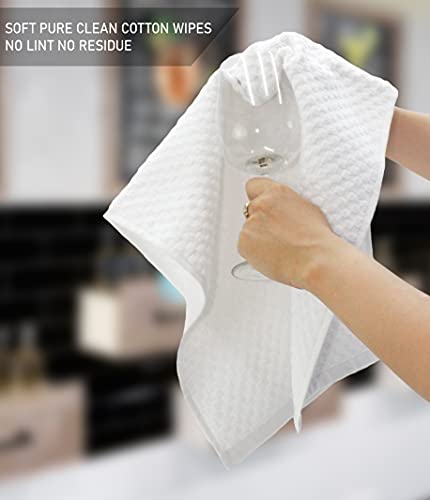 White 12-Pack Cotton Craft Kitchen Towels 16x28 Inches - Waffle Terry, 100% Cotton