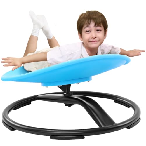 Zhenx Blue Round Sensory Spinning Chair for Autistic Kids Ages 3-18, Autism Toy Gift