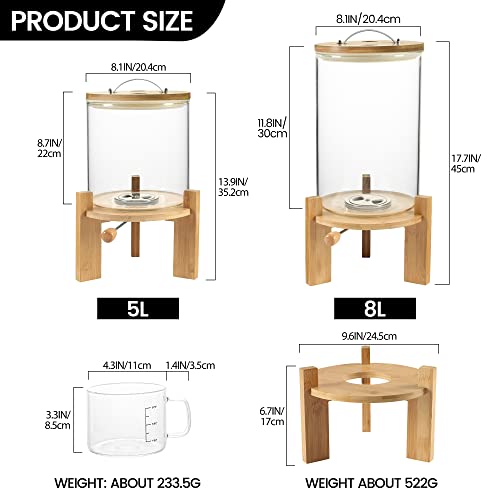 5L Rice Dispenser with Airtight Lid & Wooden Stand - Food Storage Container