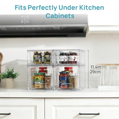 Vtopmart Stackable Storage Drawers Set - 2 Medium + 2 Small Acrylic Kitchen Organizers