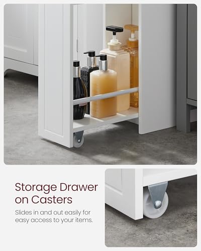 VASAGLE Cloud White Small Bathroom Storage Cabinet with Slide-Out Drawers
