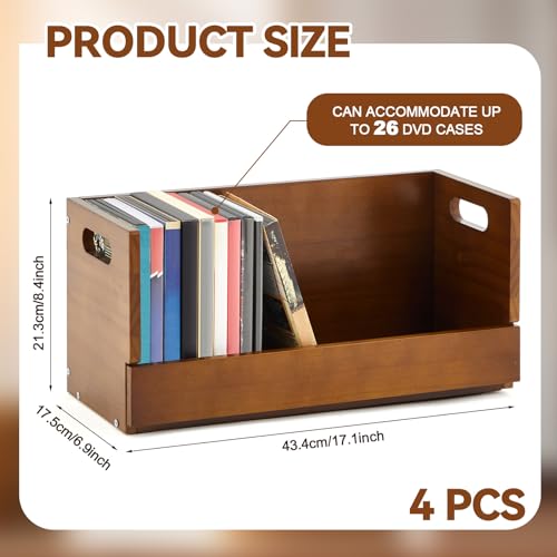 CroBlissful Brown 4-Pack Wooden DVD Storage Shelves Holds 104 DVDs