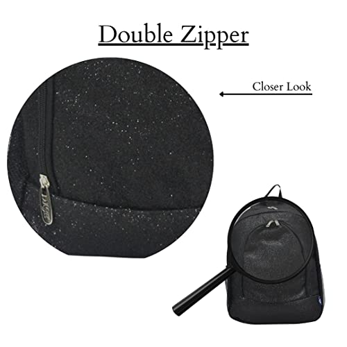 NGIL Glitter-Black Canvas School Backpack - Lightweight & Durable for Kids & Teens