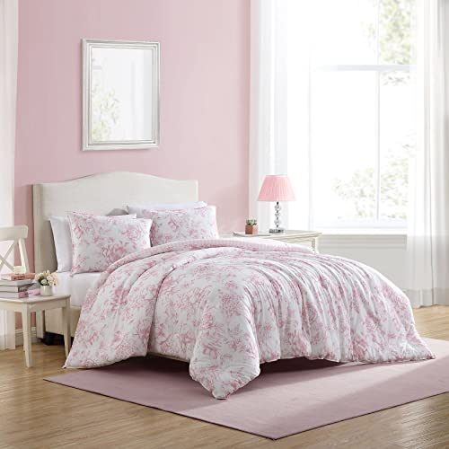 Twin XL Comforter Set with Matching Sham - Delphine Mauve Pink, 100% Cotton