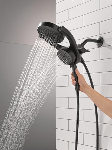 Delta HydroRain 2-in-1 Dual Shower Head Matte Black - High Pressure, Handheld & Fixed Spray
