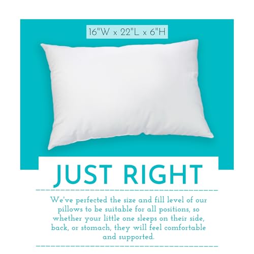 Little Sleepy Head Youth Bed Pillow 16x22 2-Pack - Soft Hypoallergenic Support