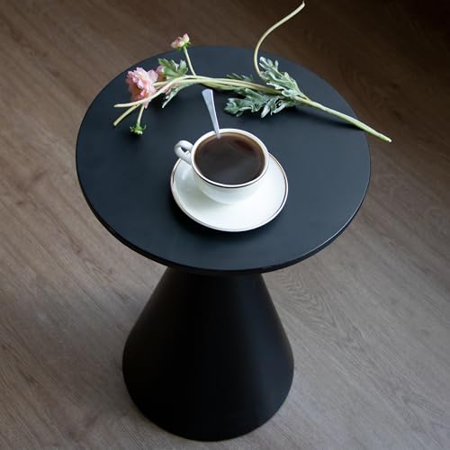 Black Small Drink Table - Round Martini Side Table for Small Spaces