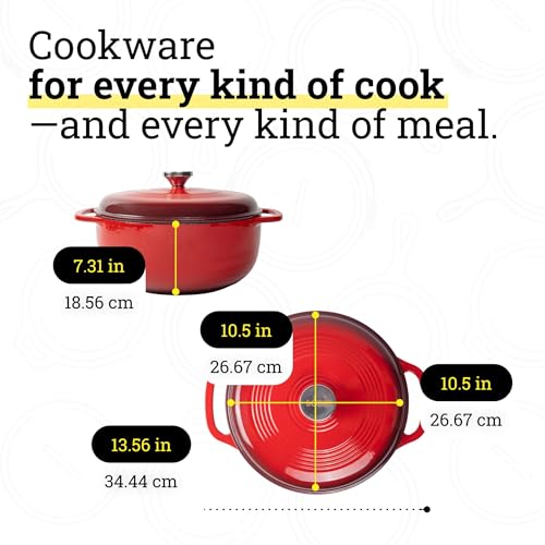 Lodge Essential Enamel Cast Iron Dutch Oven 6 Quart Island Spice Red