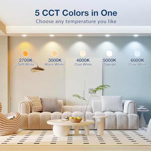 Amico 4-Inch White Recessed LED Can Lights 5 CCT Dimmable Retrofit Kit