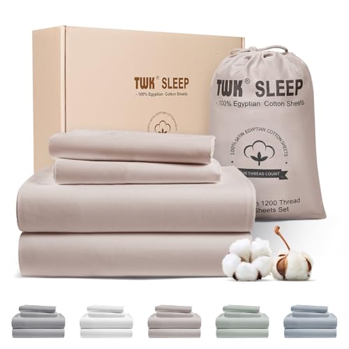TWK 1200TC Egyptian Cotton Bed Sheets Set King Sand Luxury Hotel Style Deep Pockets