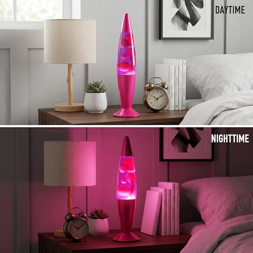 JAMBO 16-Inch Purple Liquid Motion Night Light with Pink Wax & Pink Base - Relaxing Home Decor Lamp for Adults Kids Teens