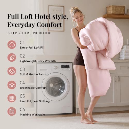 King Size Fluffy Pink Comforter Set - 3 Pieces Cloud-Like Bedding