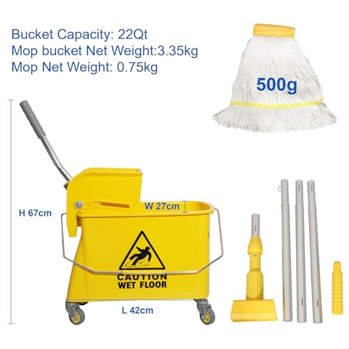 Midoneat Mop Bucket with Wringer - 22 Qt (5.5 Gallon) Floor Cleaning with Wheels - Variation of 22