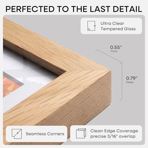 Homeforia 18x24 Natural Oak Poster Frame with 16x20 Mat and Glass - Variation of THIS listing
