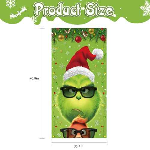 Funny Christmas Door Decorations Christmas Door Cover Cute Hanging Banner Background for Xmas Holiday Decorations