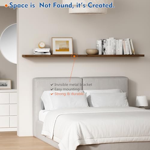 Harwaya 36-Inch Dark Walnut Floating Shelves Set of 2 - Wall Mount Storage & Decor