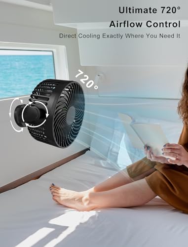 Magnetic Cruise Ship Approved Portable Fan with 12000mAh Battery - Black