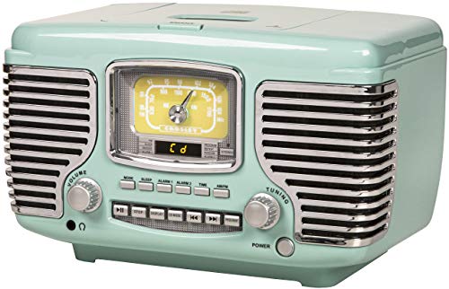 Crosley Corsair Radio CD Player with Bluetooth - Aqua Blue, AM/FM, Alarm Clock
