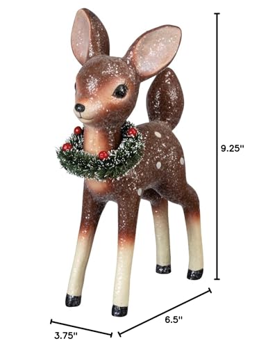 Primitives by Kathy Christmas Standing Deer Figurine with Glitter, 9.25 Inches
