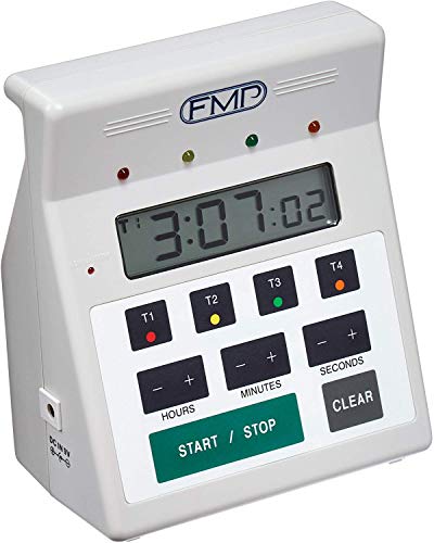 Commercial Kitchen 4 Channel Countdown Timer Water Resistant - White, 7-inch