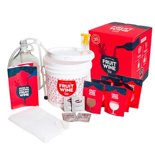 Fruit Wine Making Kit - Craft A Brew Beginner Homebrew Set with Ingredients & Reusable Equipment - Makes Up to 20 Gallons - Variation: Fruit Wine Kit