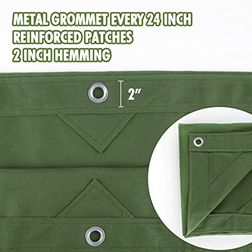 Heavy Duty Canvas Tarp 10x12 Feet - Waterproof Green Heavy-Duty Canvas Cover - Olive Green Variation