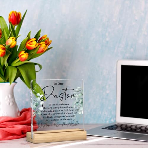 Pastor Appreciation Gift Acrylic Sign Christmas Christian Pastor Giftsr for Women Men Pastor Wife Appreciation Gifts Home Office Decor