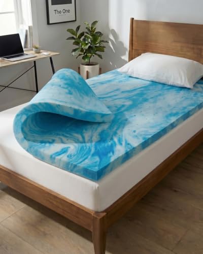 Twin Memory Foam Mattress Topper with Cooling Gel - 2 Inch Comfortable Sleep Pad