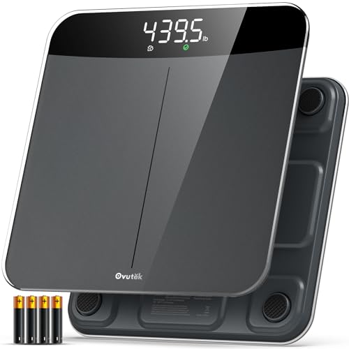 Ovutek Black Digital Bathroom Scale 450lb Capacity, Accurate to 0.05lb