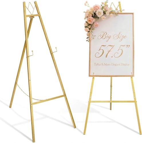 GRENTY Gold Easel Stand for Wedding Signs Art Displays & Event Signage - 57.5"
