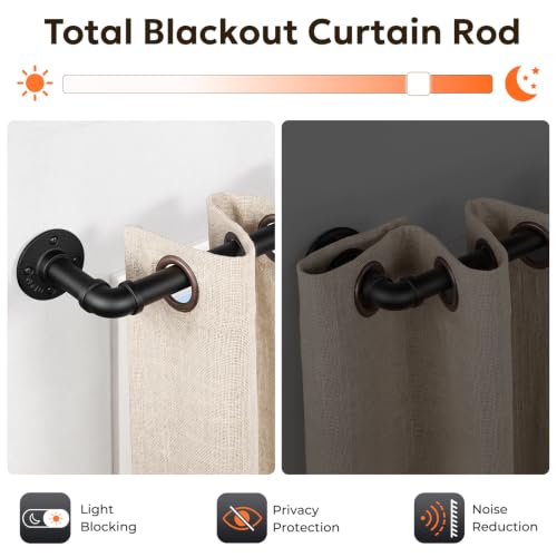 Zeerobee Matte Black Adjustable Curtain Rod 48-86 Inches, 2 Pack Industrial Design