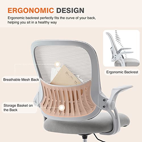 Ergonomic Mesh Office Desk Chair with Lumbar Support, Adjustable Height & Flip-up Armrests