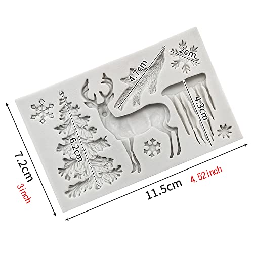 Gray Christmas Theme 3D Deer Silicone Mold – Fondant, Chocolate & Cake Decorating