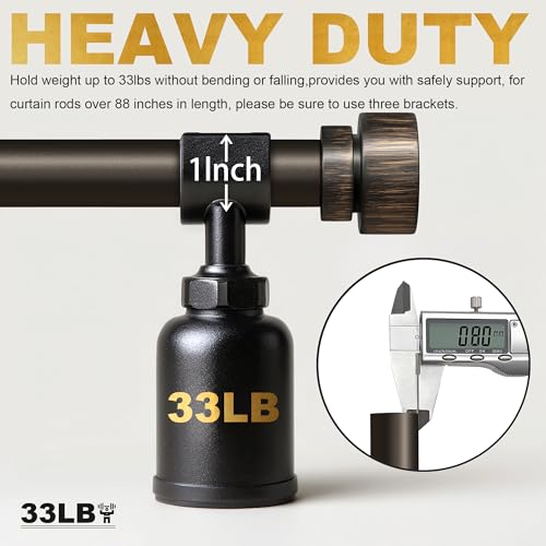 Antique Brown 2 Pack Adjustable Heavy Duty Curtain Rods - 16-60 Inches
