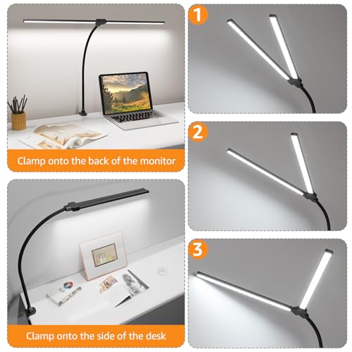 LED Desk Lamp with Adjustable Gooseneck, 25 Lighting Modes - Warm, Cool, Daylight White