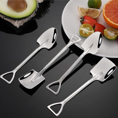 Stainless Steel Dessert Spoon Set - 4 Pcs Ice Cream & Fruit Spoons