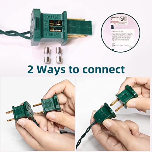 XMASLAND Ultra-Bright 300-Count Connectable Green Wire Mini Christmas Lights (2 Sets of 150) 63.8ft