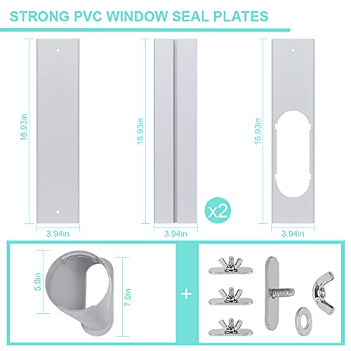 Portable AC Window Vent Kit with 59-Inch Exhaust Hose for Sliding Windows - Universal Fit