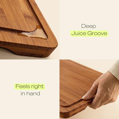 Carbonized Bamboo Cutting Board Set - 4 Pcs Kitchen Meal Prep & Serving