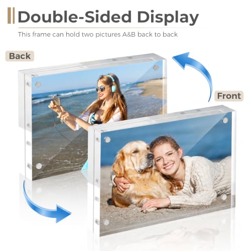 5x7 Acrylic Picture Frame Set - 5 Pack Thicker Frameless Double-Sided Display