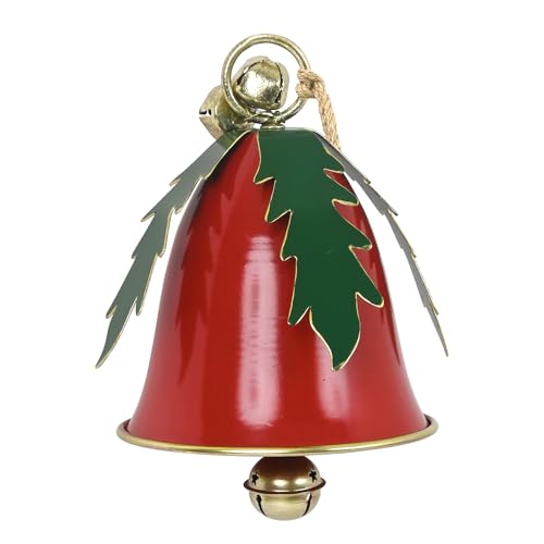 Red Metal Christmas Bell - Giant Rustic Jingle Bell Ornament for Indoor/Outdoor Decor (Variation: Red)
