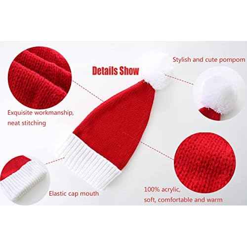 Christmas Hat for Kids, Santa Hat Winter Hat for Baby Slouchy Beanie Windproof Warm Knit Christmas Decoration Cap Red