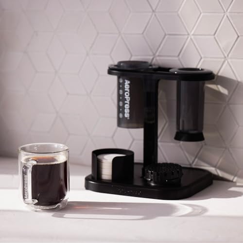 Black AeroPress Coffee Maker Organizer Stand - Space-Saving Kitchen & Coffee Station Storage