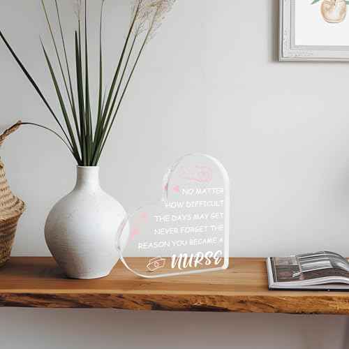 Nurse Gifts for Women Nurse Week Gifts Nurse Christmas Gifts Nurse Appreciation Gifts Acrylic Heart Sign Nurse Graduation Gift Nurse Practitioner Gifts for Women Nurse Graduation Decorations Desk Decor