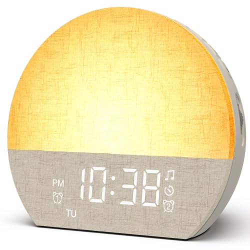 KEPLUG Sunrise Alarm Clock Sound Machine Gray Dual Alarm, Sunset Light & Sleep Sounds